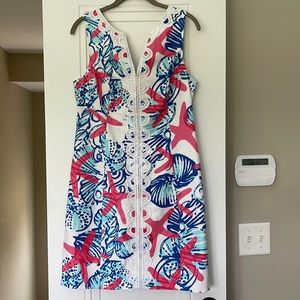 Lilly Pulitzer, Janice Shift Dress, She Sells Sea Shells Print, Size 6, EUC.